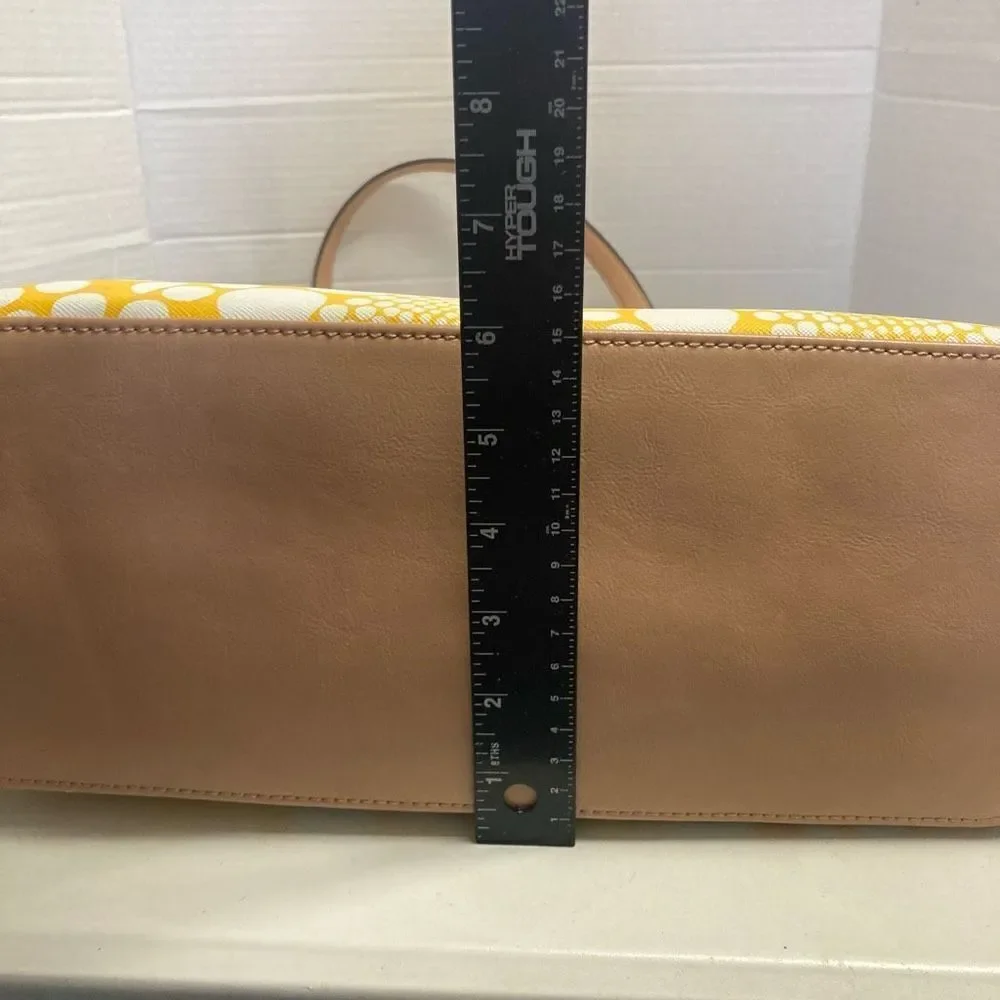 KATE LANDRY Women’s Tote Bag 12X6X13.5 Yellow & White‎